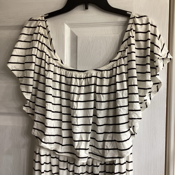 Sweet Lovely by Jen maxi dress on/off shoulder white and black womens size 3X - Picture 2 of 8